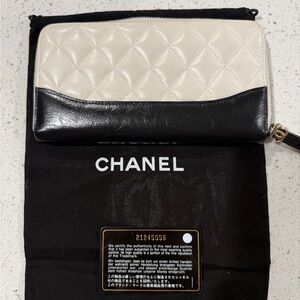 Chanel Black and White Quilted Wallet